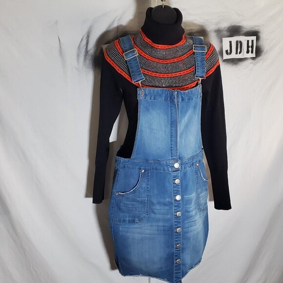 Celebrity Pink Denim Raw-Hem Skirtalls Sz L - Picture 1 of 16